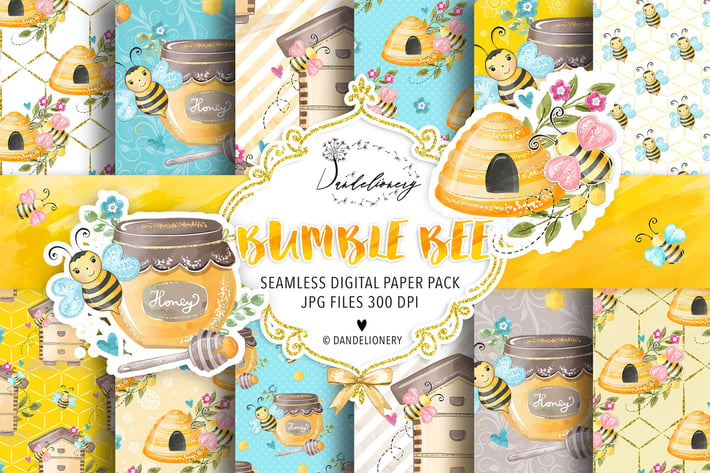 Bumble Bee digital paper pack