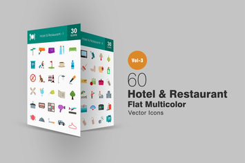 60 Hotel & Restaurant Flat Multicolor Icons