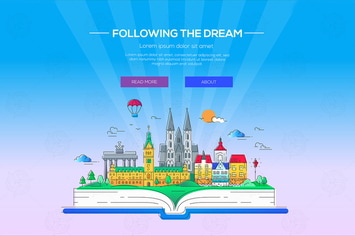 Following the dream - vector line illustration