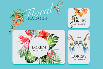 Tropical Flower Badges