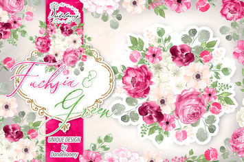 Watercolor Fuchsia And Green design