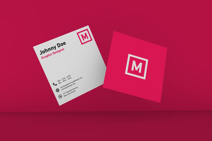 Floating Square Business Card Mockup