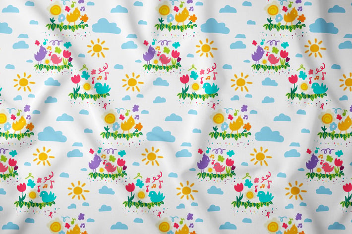 Cartoon Birds In Flowers Seamless Pattern