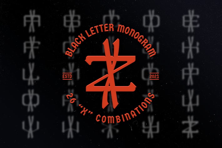 X Black Letter Monogram Logo Vol.3