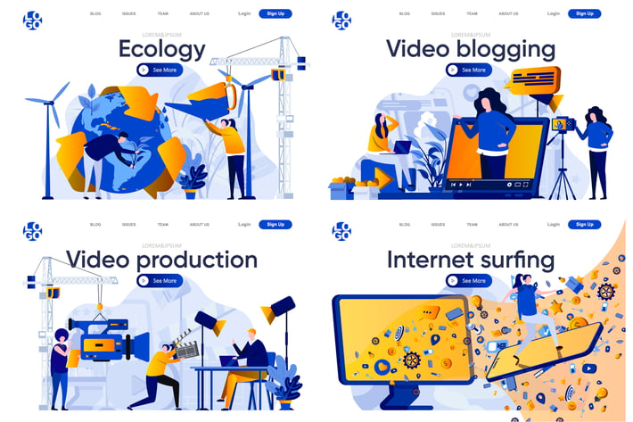 Collection Web Page Flat Concept with People