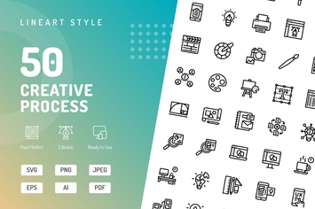 Creative Process Line Icons 