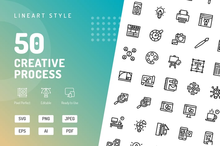 Creative Process Line Icons 