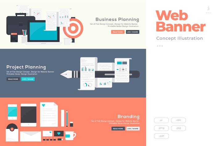 Flat Design Banner Concept for Project Planning