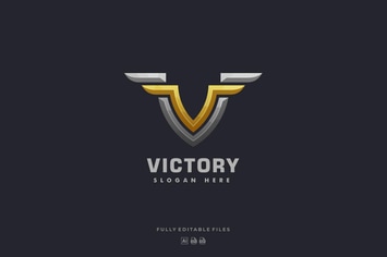 Bold Letter V with Wing Luxury Logo