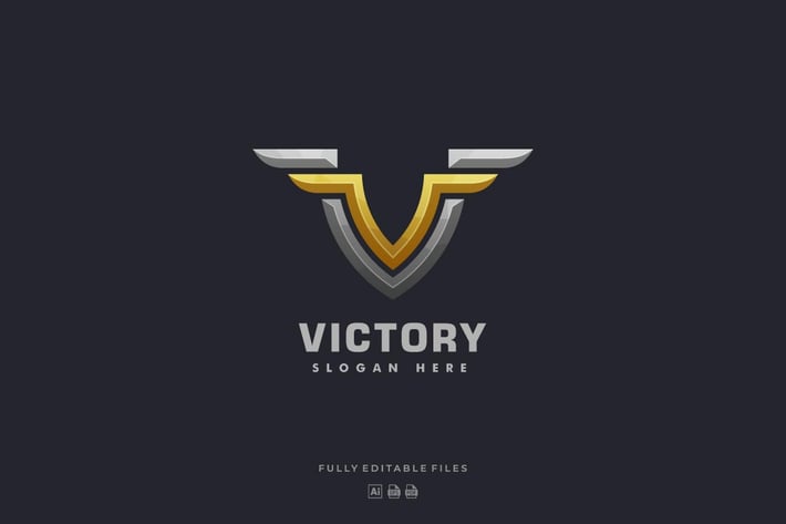 Bold Letter V with Wing Luxury Logo