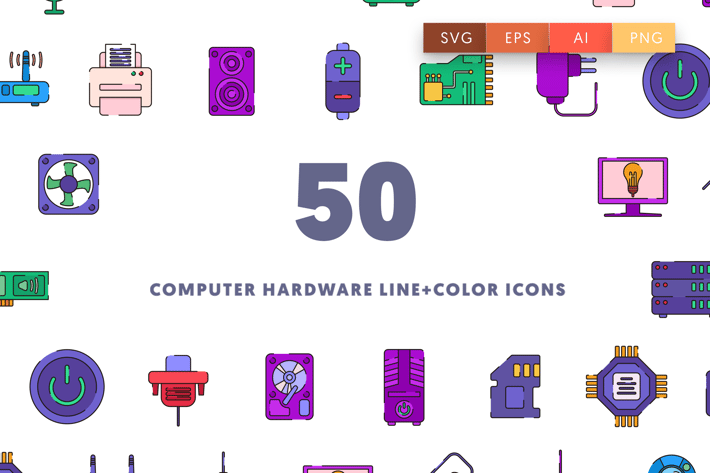 Computer Hardware Line & Color Icons