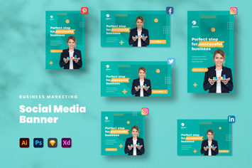 Business Marketing Social Media Set