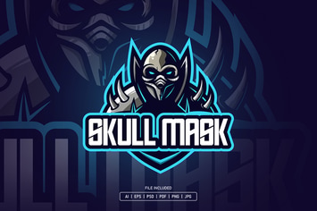 Skull mask esport logo template