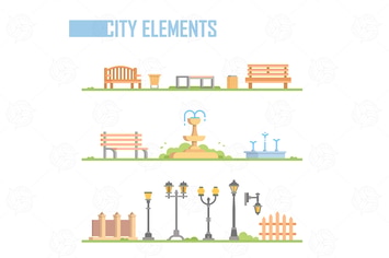 Set of city elements - modern vector illustration