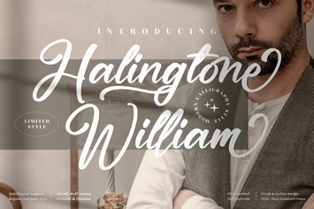 Halingtone William Modern Script Font
