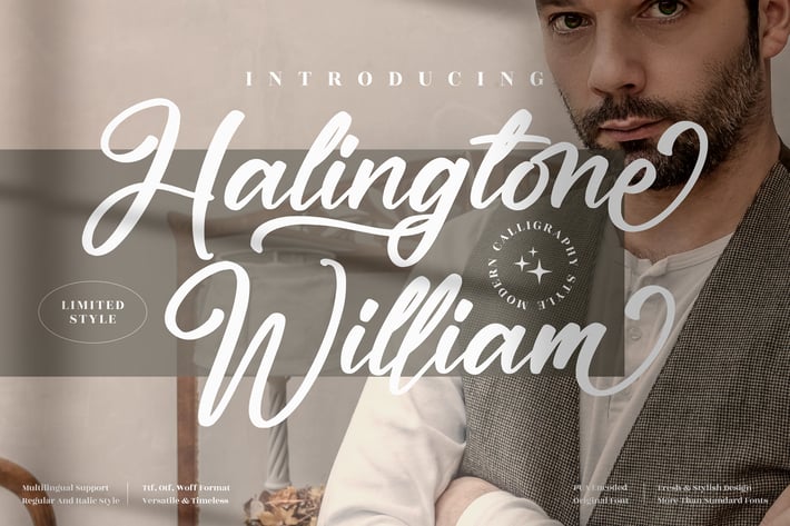 Halingtone William Modern Script Font