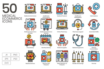 50 Medical eCommerce Icons