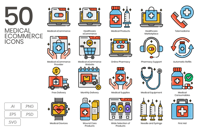 50 Medical eCommerce Icons