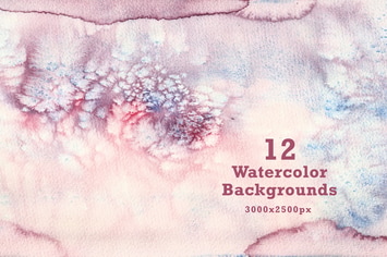 Set of 12 Watercolor Backgrounds