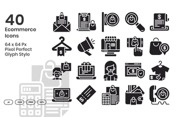 40 Ecommerce Icons Set - Glyph