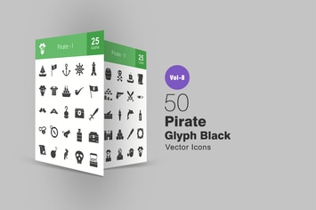 50 Pirate Glyph Icons