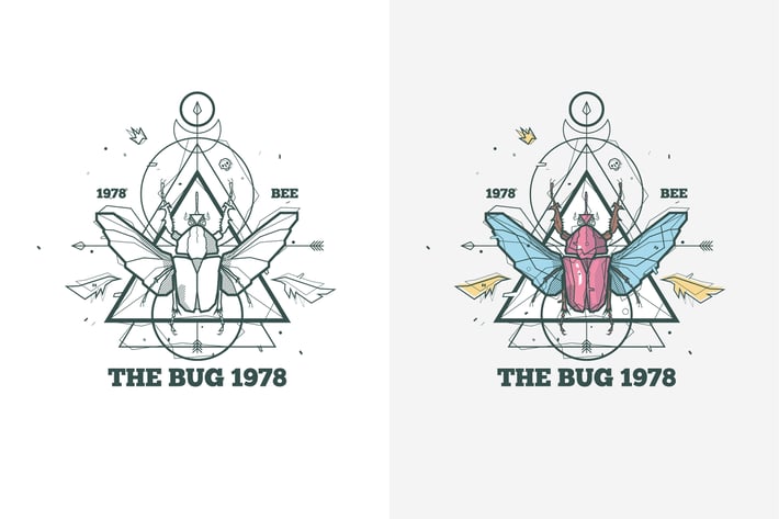insect bug illustration with sacred geometry 