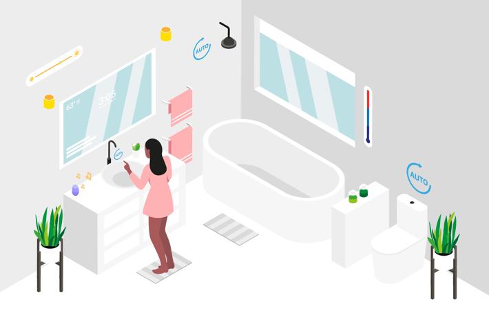 Smart Home Bathroom Isometric Illustration