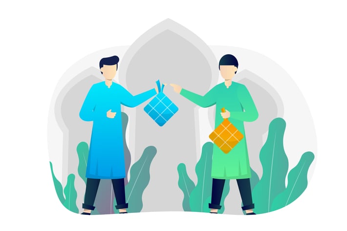 Happy Eid Al Fitr Flat Illustration