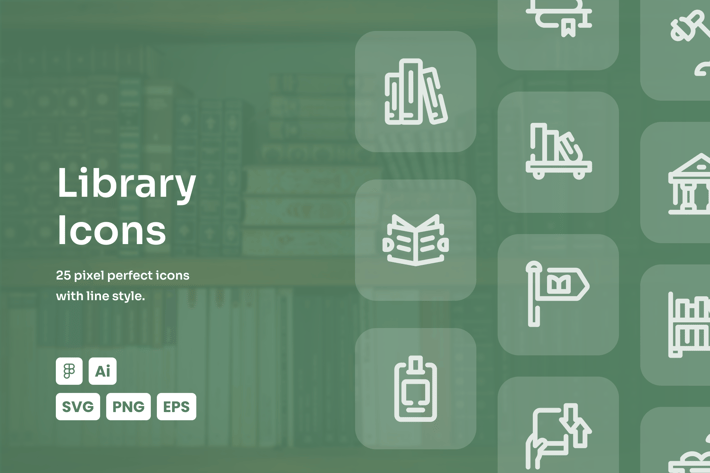 Library Dashed Line Icons