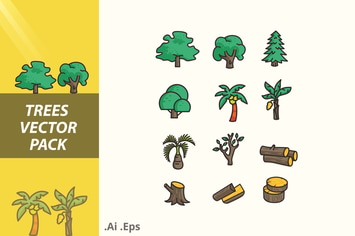 Trees and Trunk Vector Pack