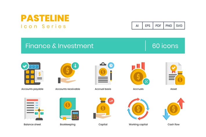 60 Finance & Investment Flat Icons
