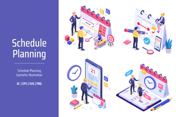 Schedule Planning Isometric Illustration