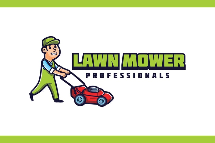 Lawn Mowing and Landscaping Character Mascot Logo