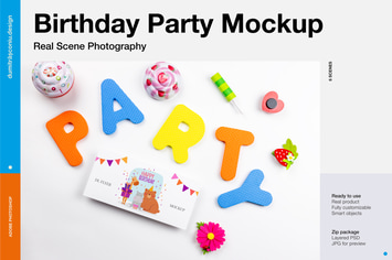 Birthday Party Invitation Mockup