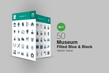50 Museum Blue & Black Icons