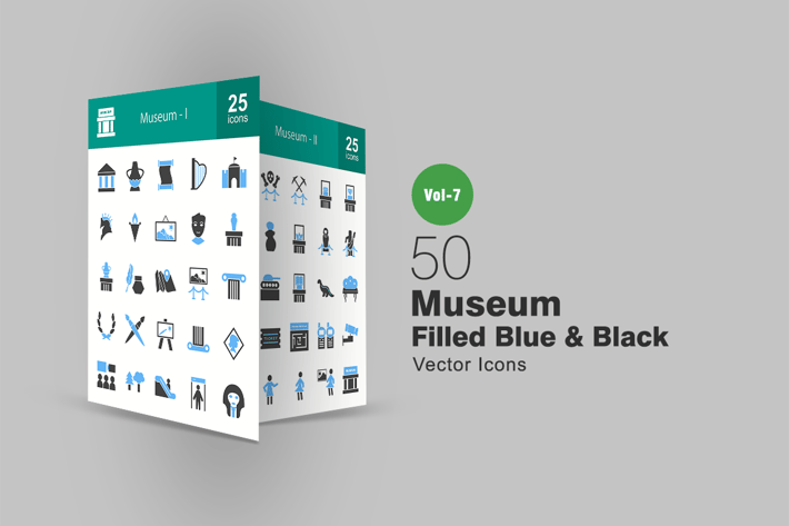 50 Museum Blue & Black Icons