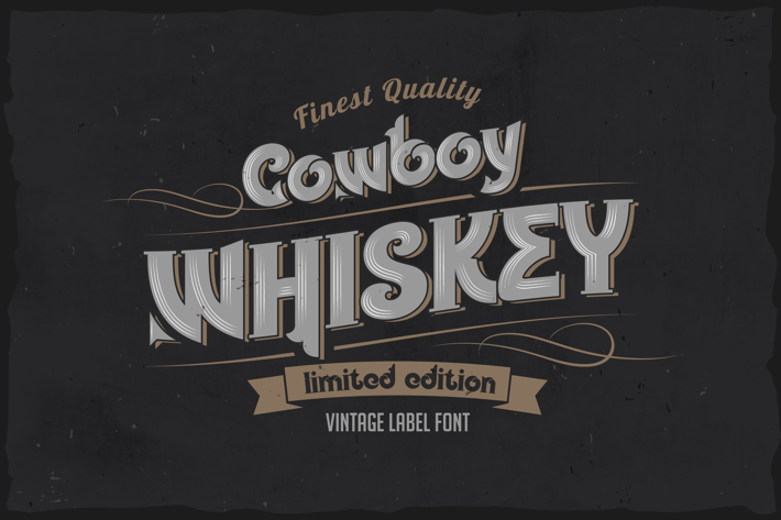 Cowboy Whiskey - vintage label layered font