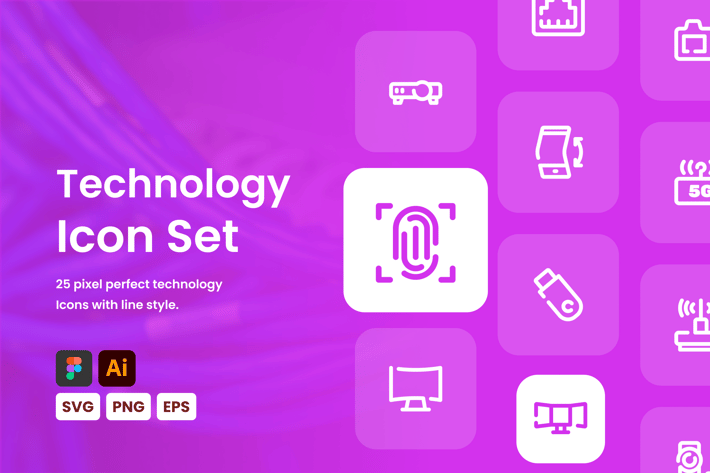 Technology Line Icon Set