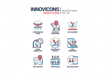 Smart farm - colorful line design style icons