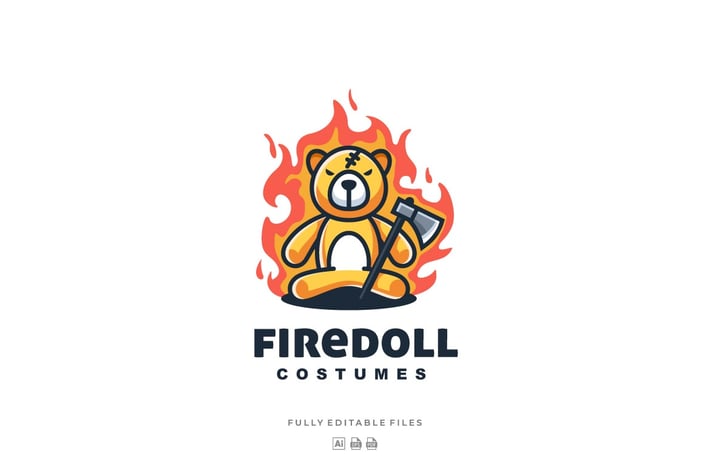Simple Modern Doll Bear Logo Template