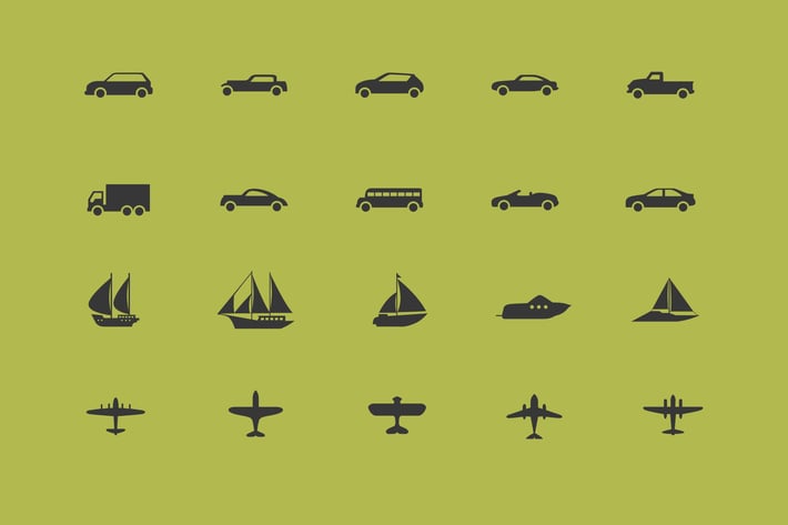 Vehicles Icons / 3 Different Sheets