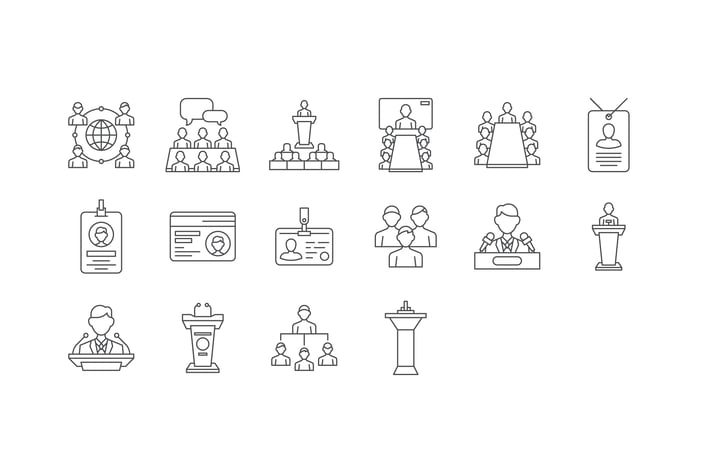 16 Conference Line Icons