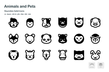 Animals and Pets Roundies Solid Glyph Icons