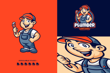 Plumber Cartoon Mascot Character Business Logo
