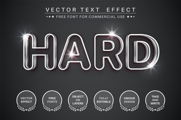 Hard Metal - editable text effect, font style