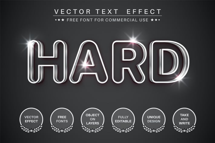 Hard Metal - editable text effect, font style