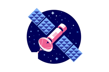 Pink satellite vector illustration