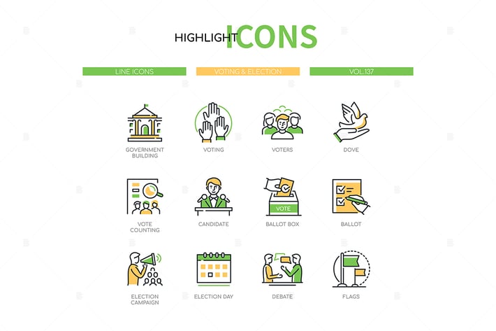 Voting and Election - Line Design Style Icons Set