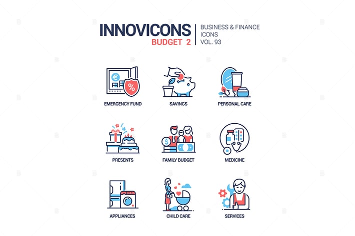 Budget - line design style icons set