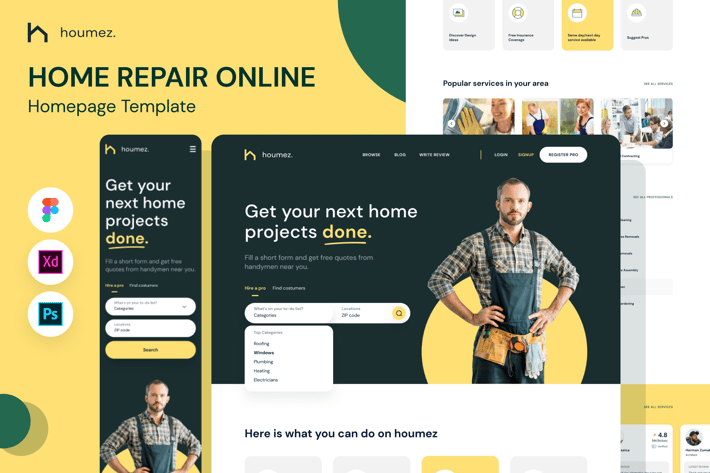 Houmez - Home Repair Website Homepage